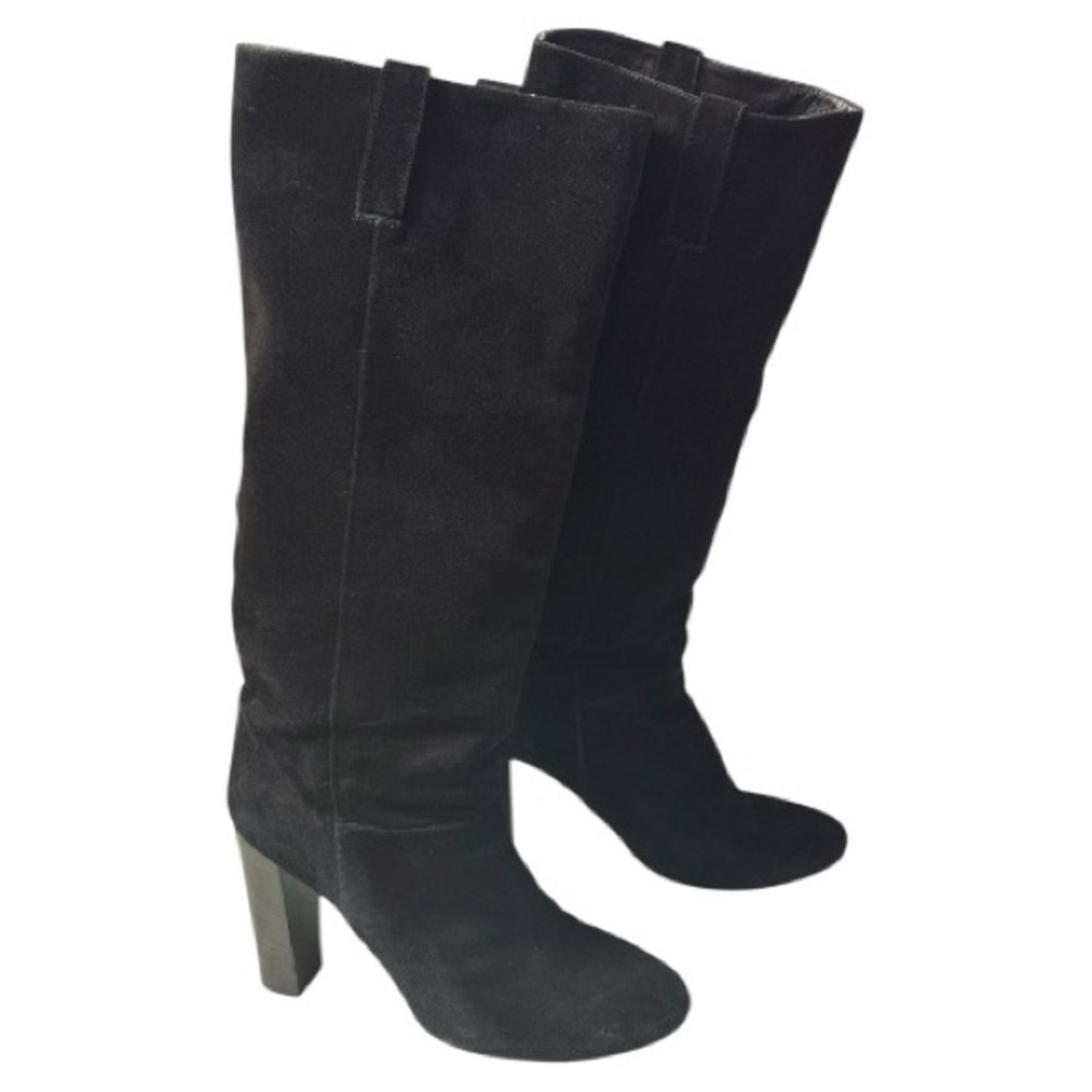 J.CREW FW12 Black Suede Bryce Knee-High Block Heel Boots Italy Sz 10 $348